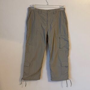 The North Face Kahki Utility Cargo Capri Pants Elastic Waistband Pockets Large